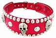 19 Inch Hot Pink Leather Skull Studded Dog Collar