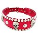 19 Inch Hot Pink Leather Skull Studded Dog Collar Small