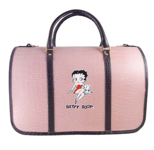 Betty Boop Deluxe Cat Dog Pet Carrier - Pink Crocodile Pattern