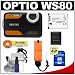 Pentax Optio WS80 Waterproof Digital Camera (Black/Orange) + 8GB Card + Spare D-LI88 ...