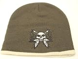 Skull Guitars Embroidered Beanie Brown Embroidered Skull Beanie