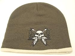 Skull Guitars Embroidered Beanie Brown Embroidered Skull Beanie