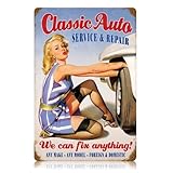 Classic Auto Pinup Girls Vintage Metal Sign - Victory Vintage Signs