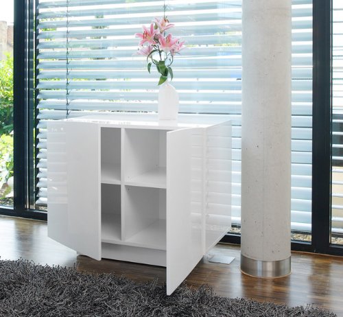 SalesFever Laila Kommode mit 2 Türen weiß Hochglanz