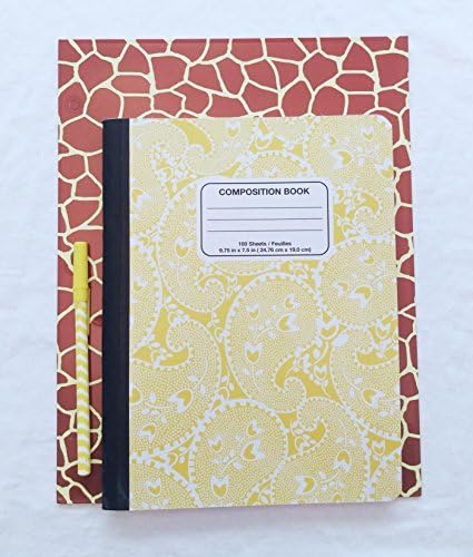 Paisley Giraffe Composition Notebook and Portfolio Folder Set with Pen
