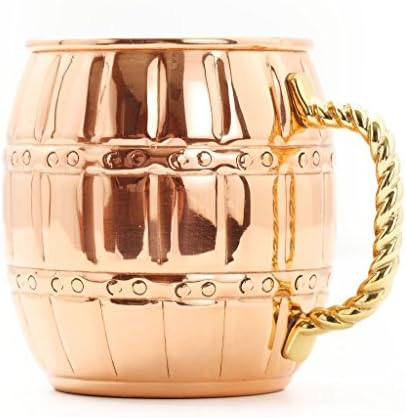 Tiger54 Handmade Moscow Mule Barrel Mug, Pure Copper 16oz
