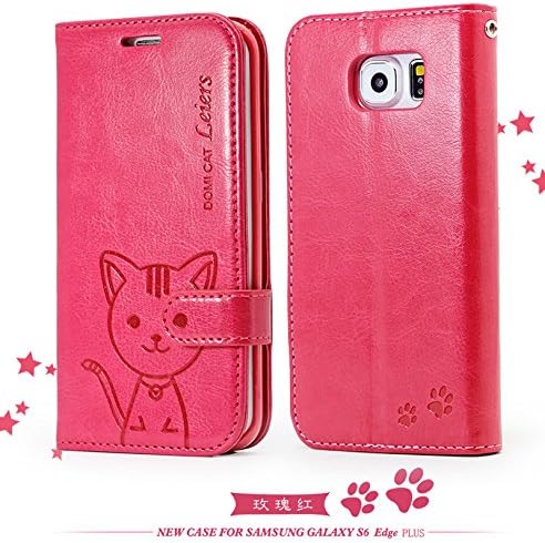 "Hello Deere" "Leiers Domi Cat" Series Wallet Style Soft Cover for Samsung Galaxy S6 Edge Plus (Red DMM-PT-S6EGP-01)