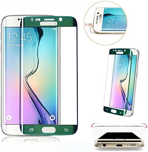 Toontor Galaxy S6 Edge Screen Protector Premium 0.2mm thickness 9H Hardness Curve 2.5D Full Cover Screen Tempered Glass Screen Protector (Green)