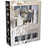 WNA Reflections 10 Piece Premium Plastic Serving Utensils (4-Spoons, 2-Forks, 2-Tongs, 2-Cake Cutters)