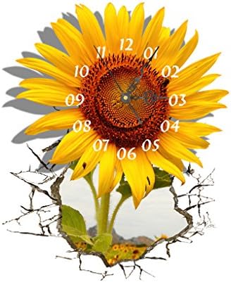 GoFurther SZ068 DIY STICKER 3D Art Wall Clock Sunflower Clock Sticker Office Home Wall Decor Gift 18"x15"