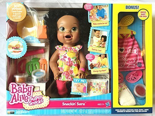 Baby Alive- Super Snacks- Snackin Sara with Bonus Pack- African American