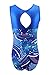 MadSportsStuff Girls Gymnastics Leotard - Tank with Keyhole (USA Pride, Youth 10-12)