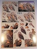 A4 3D step by step Le Suh decoupage sheet - lovely owls
