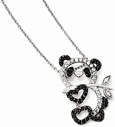 Perfect Jewelry Gift Cheryl M Sterling Silver CZ Panda Teddy Bear 18in Necklace