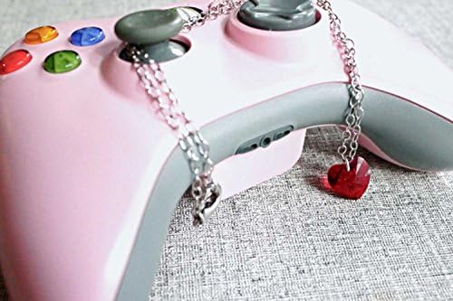 Pixel Red Heart Necklace on Sterling Silver Chain, Video Game Youtube Gaming Inspired Necklace