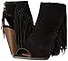 Rampage Women's Lauryn Fringe Peep Toe Open Back Heeled Ankle Boho Bootie