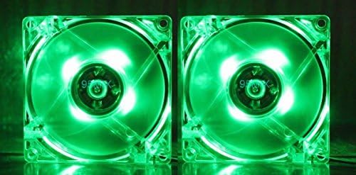 RiteCool (2 Pack) Green LED Case Fan 120mm 12v DC Computer Desktop Fan