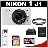 Nikon 1 J1 10.1 MP Digital Camera Body with 10-30mm VR Lens (White) with 16 ....