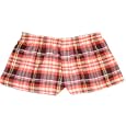 Raspberry Pink Red Check Sparkle Cotton Girl Boxers Mini Itty Bitty Shorts 1" Inseam, Covered elastic waist, 100% cotton, available in 5 adult sizes