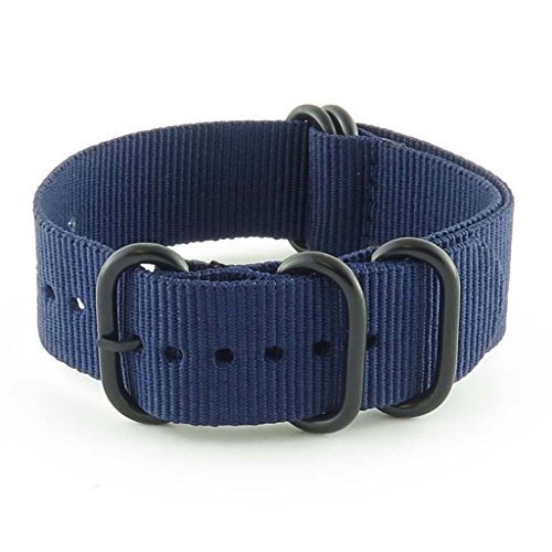 StrapsCo Ballistic Nylon NATO G10 Watch Strap w/ 5 Rings in Matte Black