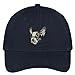 Trendy Apparel Shop French Bulldog Head Embroidered Low Profile Soft Cotton Brushed Cap - Navy