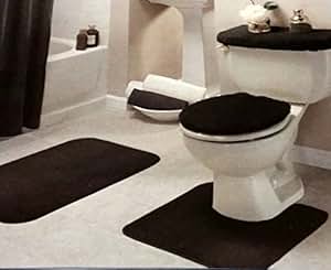 Amazon.com: Black Bathroom Rug Set 4 Pc: Home & Kitchen