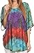 Sakkas Ellesa Ombre Tie Dye Circle Poncho Blouse Shirt Top with Sequin Embroidery