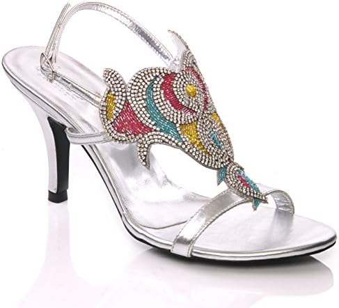 Unze Rubi' Womens Stiletto Heel Evening Party Bridal Sandals Buckle Closure - AB-1275.3
