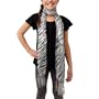Amy Byer Girls 7-16 Two-Fer Knit Top With Zebra Print Scarf,Black,S (7/8)