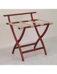 WallSaver Luggage Rack with Tapestry Webbing by Wooden Mallet (Dark Red Mahogany/Tapestry) (23.75"H x 29.5"W x 18"D)