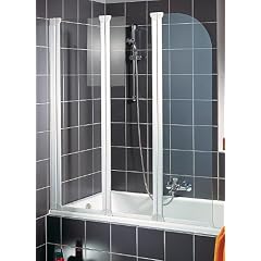 Schulte D1654 04 50 Badewannenfaltwand 3-teilig, H 140 x B 125 cm, Echtglas Klar hell, alpinwei�