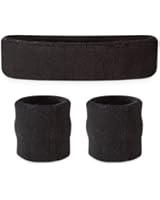 Suddora Sweatband Set - (1 Headband and 2 Wristbands) High Quality Cotton for Sports & More