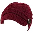 Hand made Cable Hand Knit Skull Beanie Winter Hat Wine