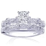 0.75 Ct Cushion Cut Diamond Wedding Rings Pave-Set VVS2