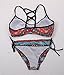 Yonala Womens Printed Push up Padded Bra Halter Raceback Beach Swimsuit Beachwear,Multicolor,Medium