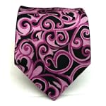 100% Silk Woven Black and Fuschia Ivy Tie