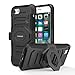 iPhone 7 Case - MoKo Shock Absorption Scratchproof Full Body Rugged Cover Holster Belt Clip Kickstand Protective Case for Apple iPhone 7 (2016), BLACK