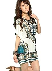 Plus Size Belted Vintage Silk Summer Floral Print  Dress