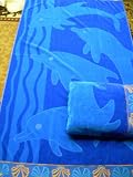 MARRIKAS Four Dolphin Egyptian Cotton Velour Beach Towel