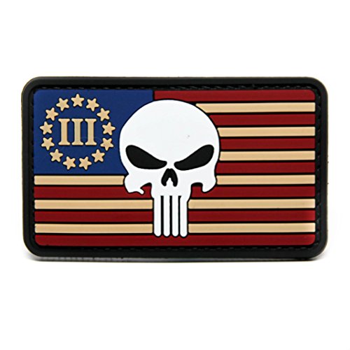 American Flag, Punisher and Three Percenter PVC Rubber Morale Patch Military Morale Patch Velcro Backed By NEO Tactical Gear