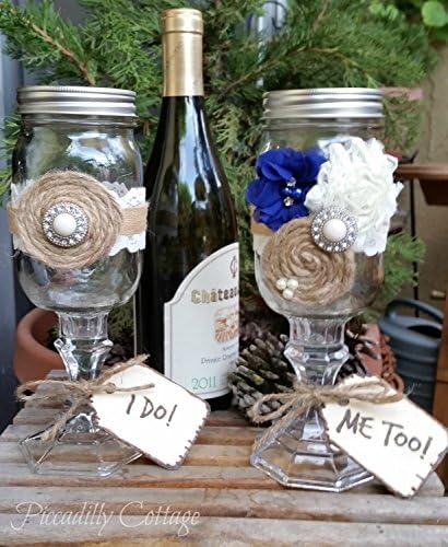 Royal Blue Rustic Wedding Toasting Glasses, Wedding Glasses, Personalized Wedding Glasses, Wedding Toast, Mason Jar Wedding Toast