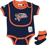 Detroit Tigers Baby Bib and Bootie Creeper Set