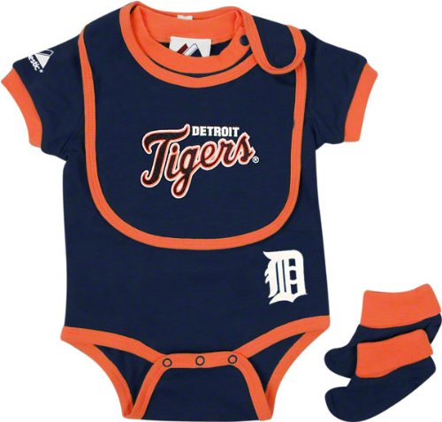 Detroit Tigers Baby Bib and Bootie Creeper Set