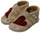 Mopus® Krabbelschuhe - Lederpuschen aus ÖKO-Leder mit rotem Herz