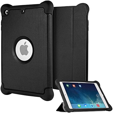 Ipad Mini Cover, Kimston Ipad Mini 3 2 1 Case [Prime Series] Armored Shield Light Leather Flip Cover Stand Silicon Magnetic Smart Cover Shel (Black)