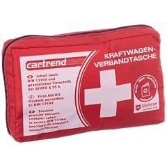 Cartrend 7730042 Verbandtasche mit Klettband, rot, DIN 13164, mit Malteser Erste-Hilfe-Sofortma�nahmen