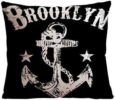 Custom brooklyn Anchor design Background Squre Pillow Case 18 x 18 Inch Cotton linen material Zippered Throw Pillow Cover - Lljpcovers Two Side Print