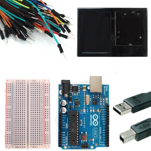 Arduino Uno Rev 3 Starter Kit -- 3' USB Cable --Solderless Breadboard -- 65 Jumper Wires -- Breadboard Holder