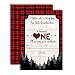 Our Little Heartbreaker First Birthday Red and Black Buffalo Plaid Valentine Party Invitations, 20 5