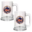 New York Mets MLB 2pc 15oz Glass Tankard Set- Primary Logo by Great American Products